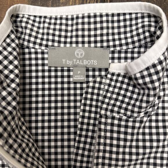 Talbots Jacket Zips Black & White Checkered White Stripe Trim Petite (small) - Picture 2 of 8